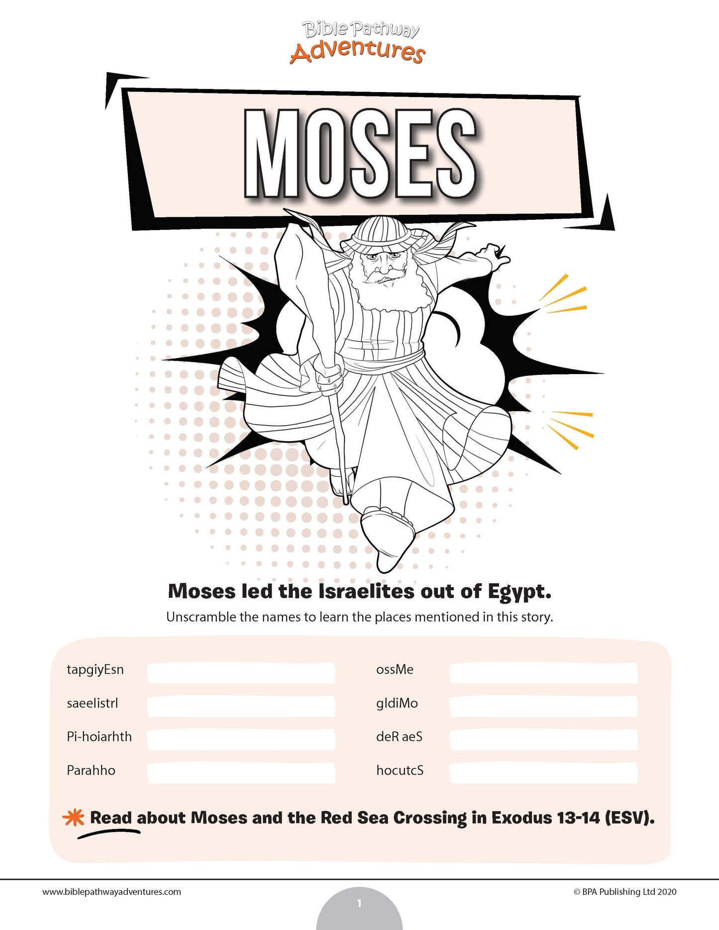 Moses Bible word Scramble (PDF)