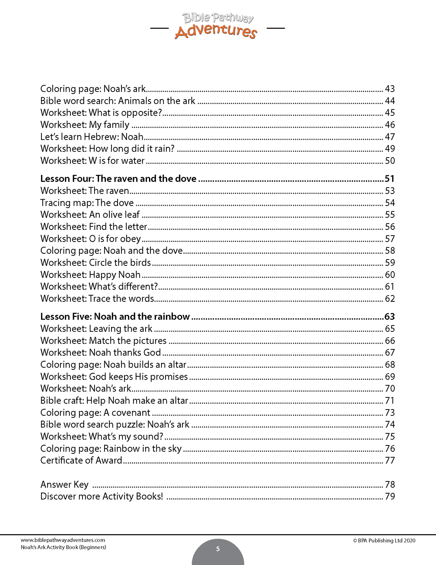 Noah's Ark Activity Book for Beginners (PDF)