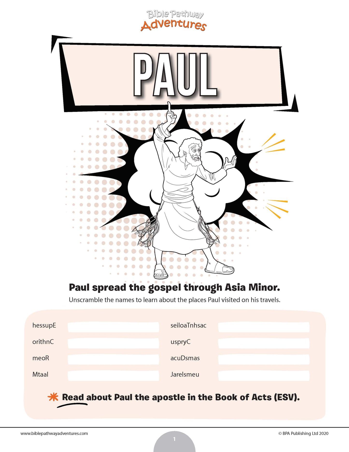 Paul Bible word scramble (PDF)