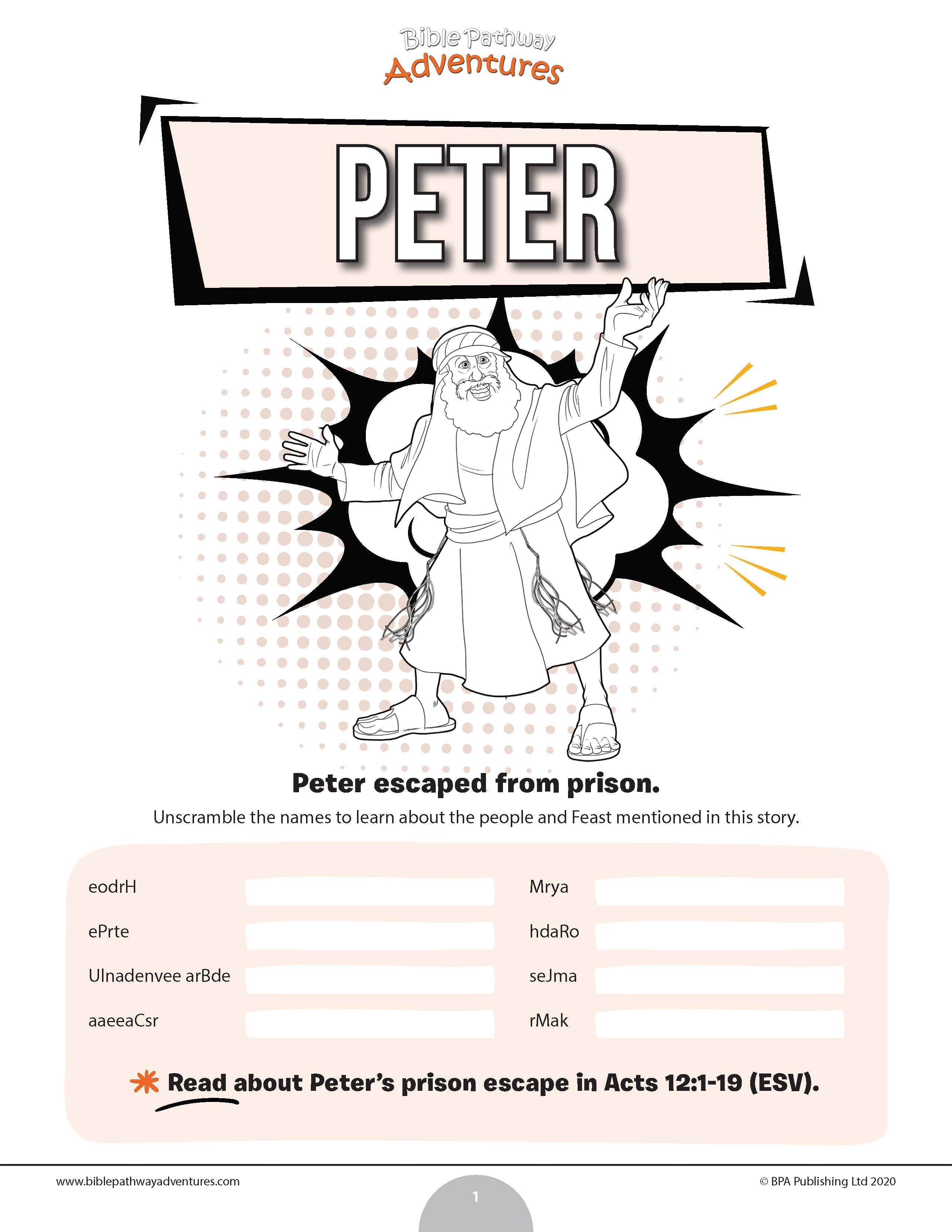 Peter's Prison Escape Activity Book (PDF) – Bible Pathway Adventures