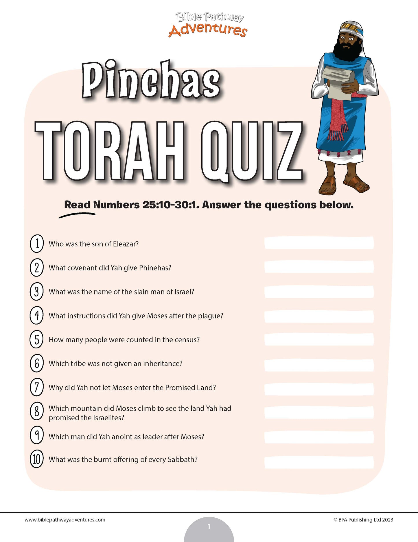 Pinchas Torah quiz (PDF)