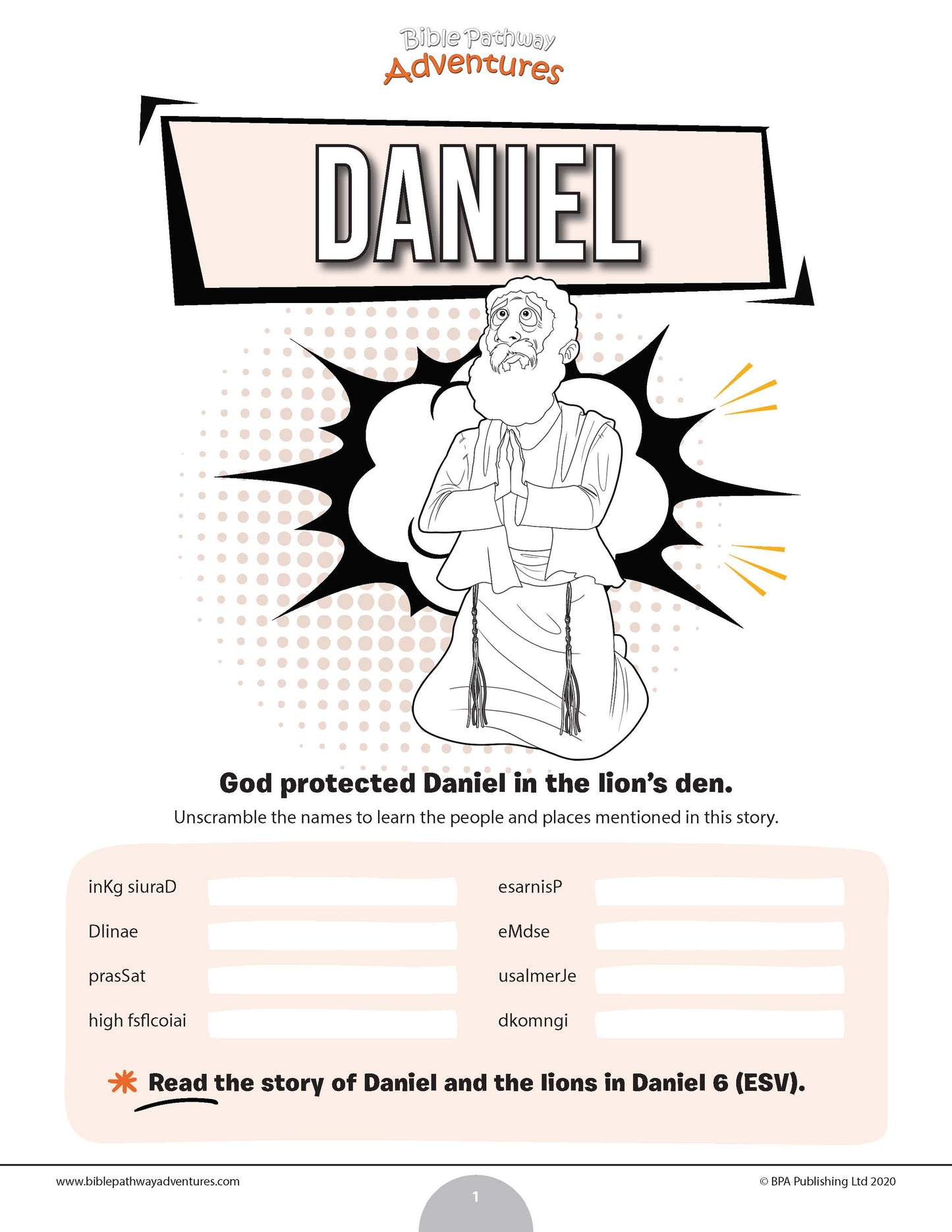 Daniel Bible word scramble (PDF)