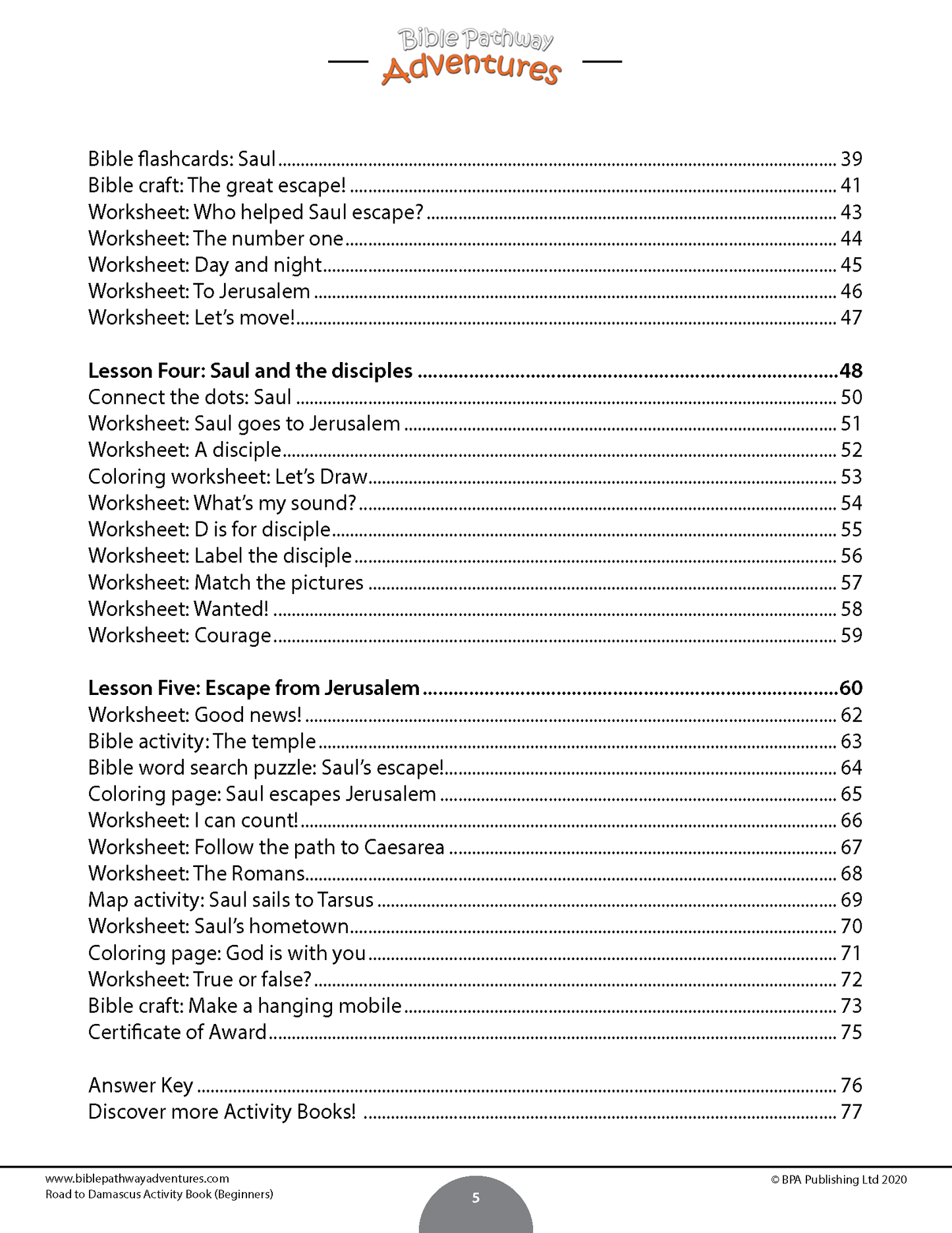 Libro de actividades Camino a Damasco para principiantes