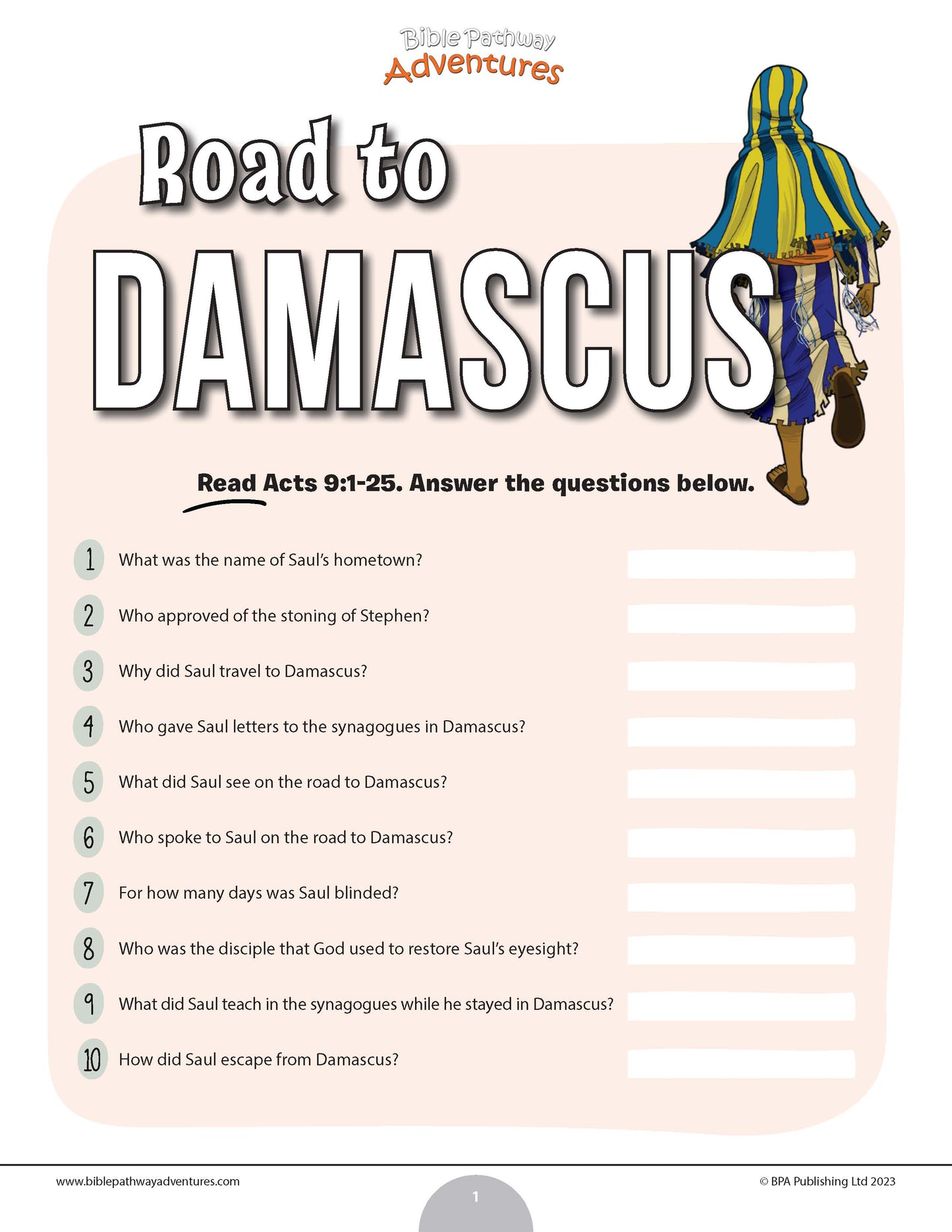 Road to Damascus Bible quiz (PDF)