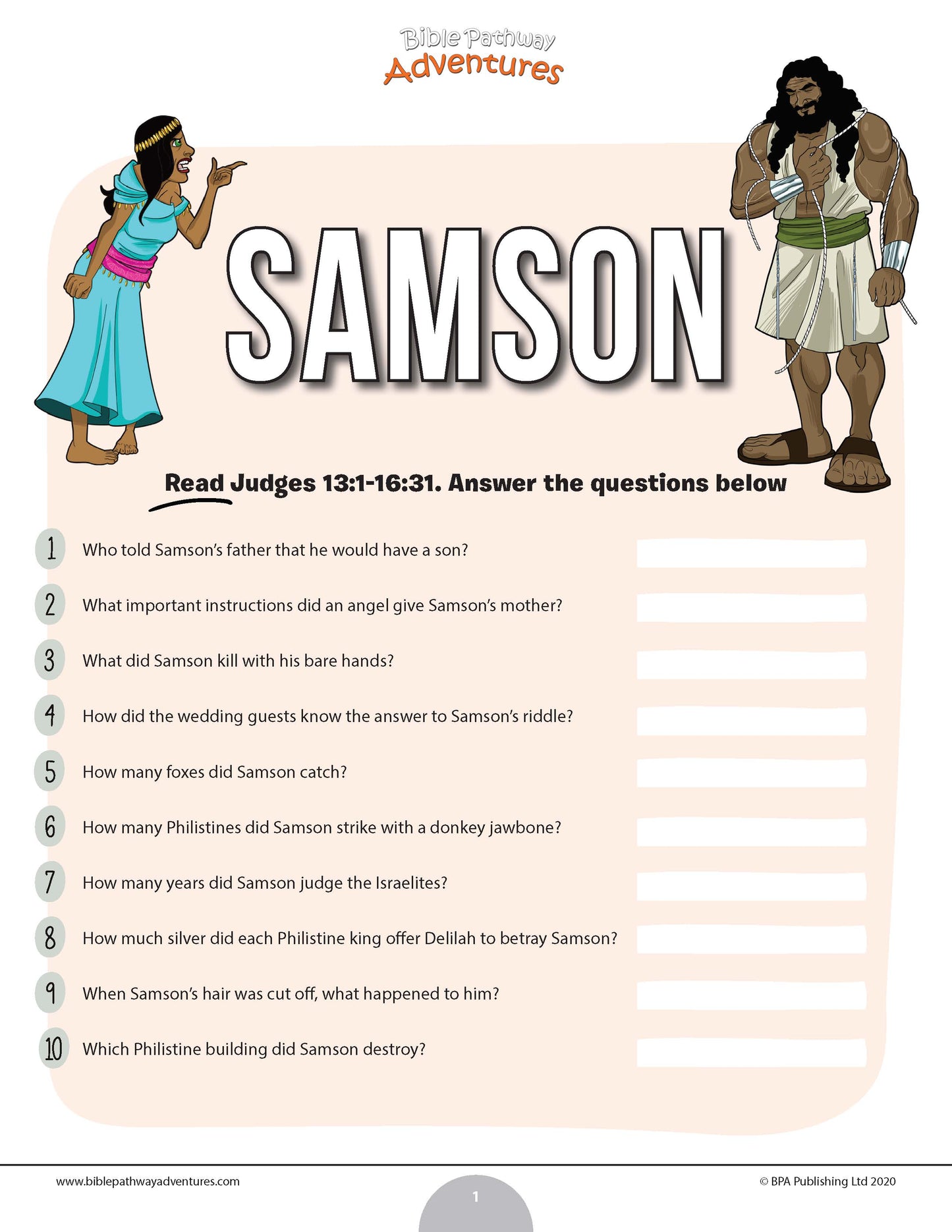 Samson Bible quiz (PDF)