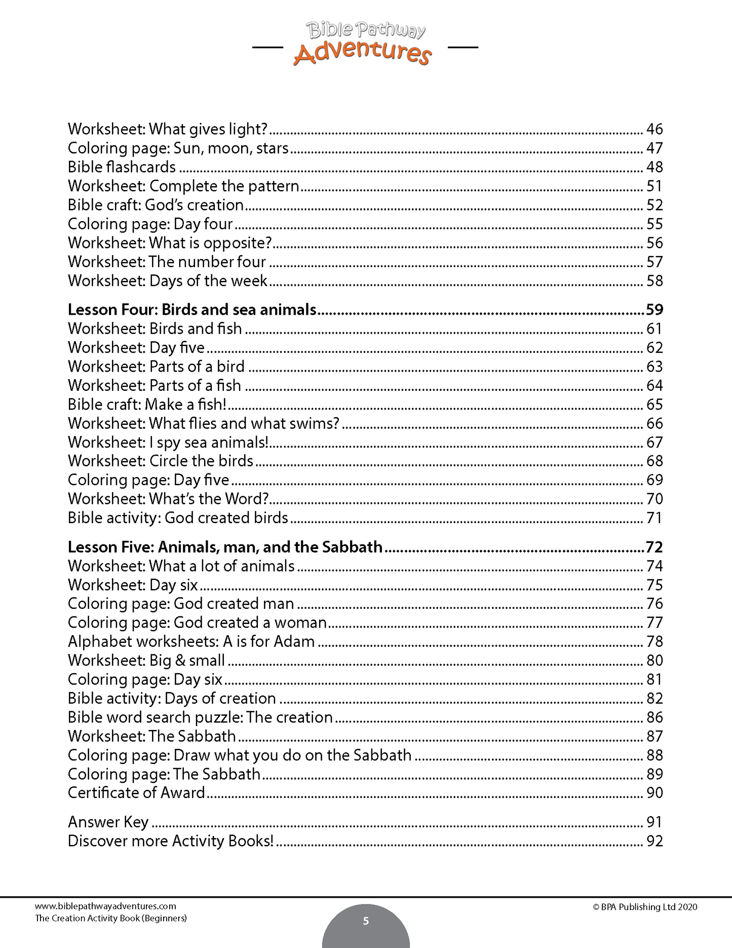 The Creation Activity Book for Beginners (PDF)