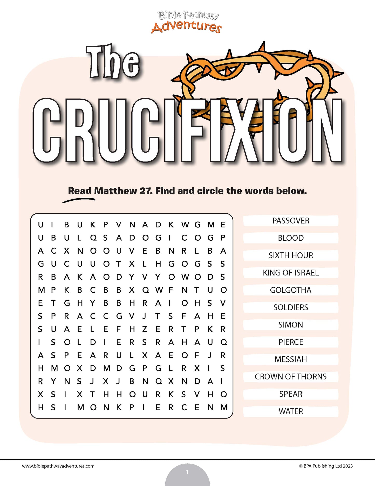 La sopa de letras de la crucifixión