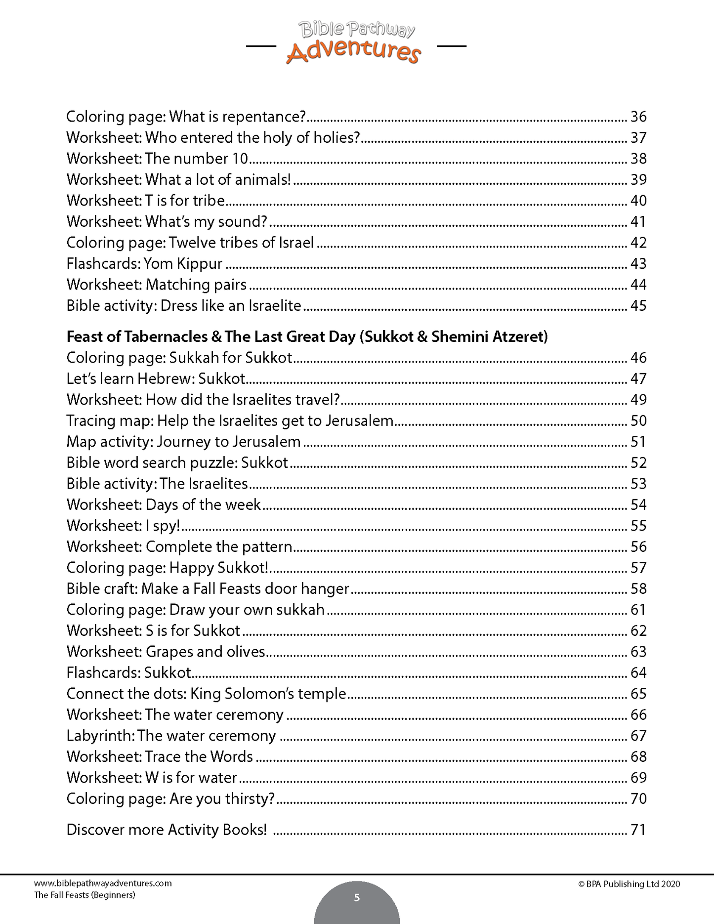 The Fall Feasts Activity Book for Beginners (PDF)