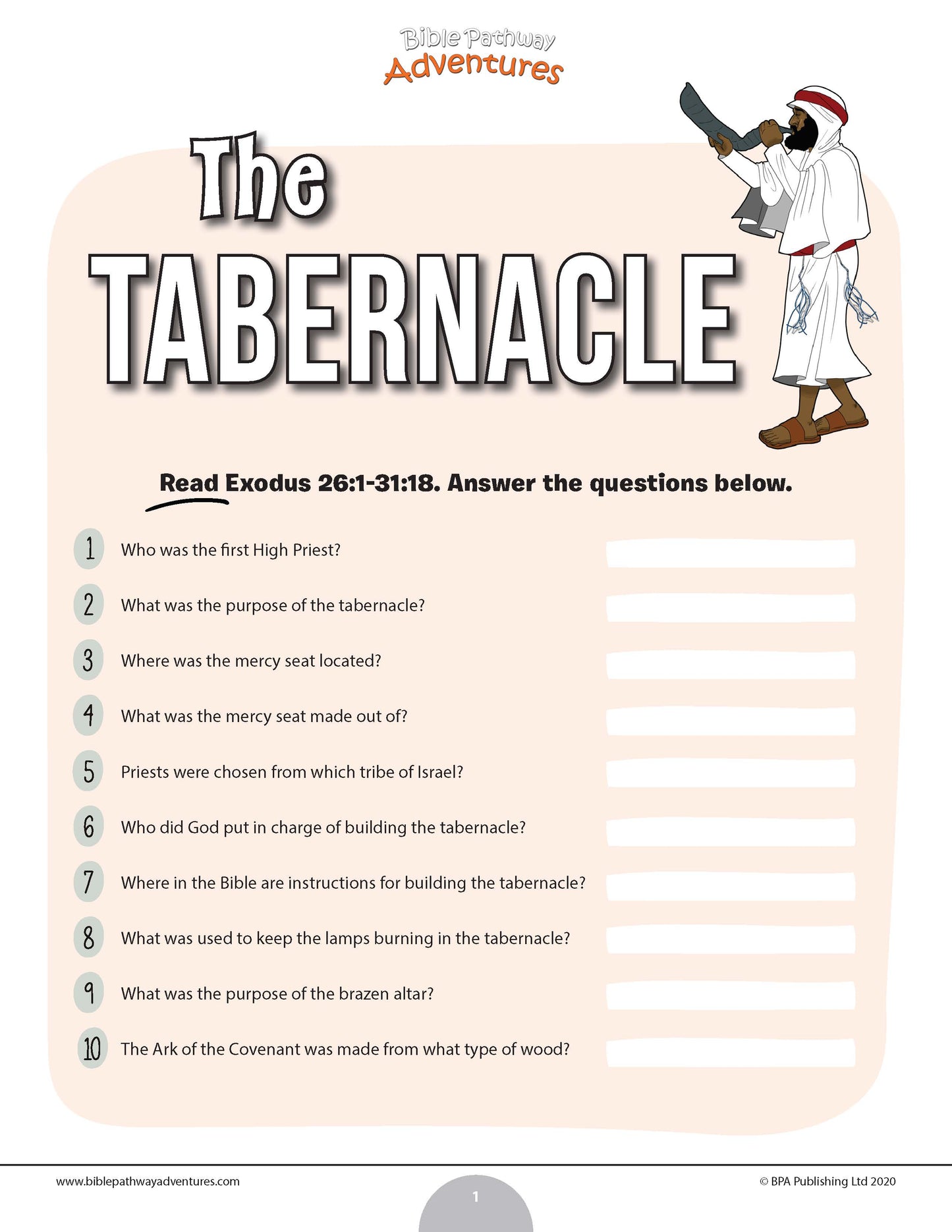 The Tabernacle Bible quiz (PDF)