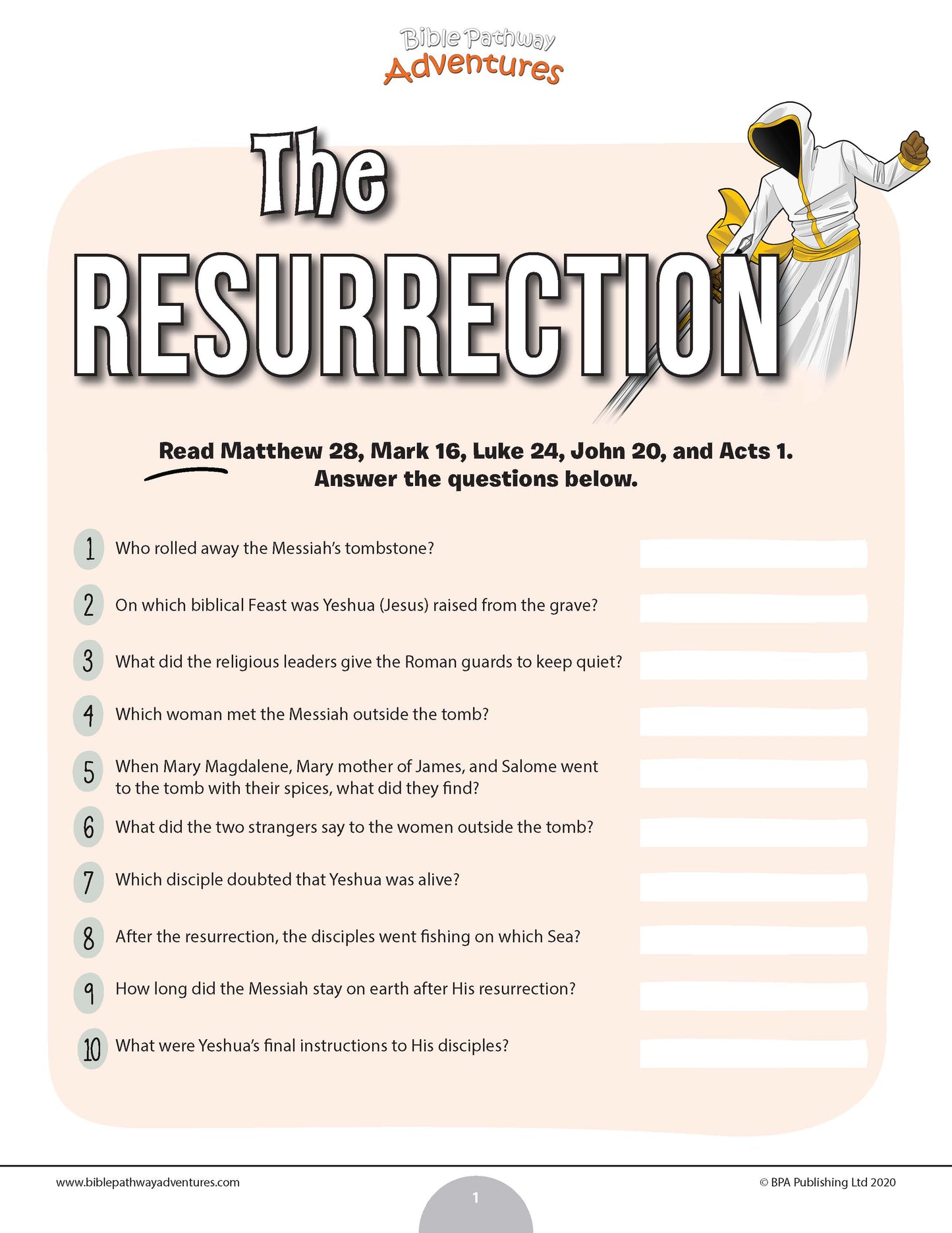 The Resurrection Bible quiz (PDF)