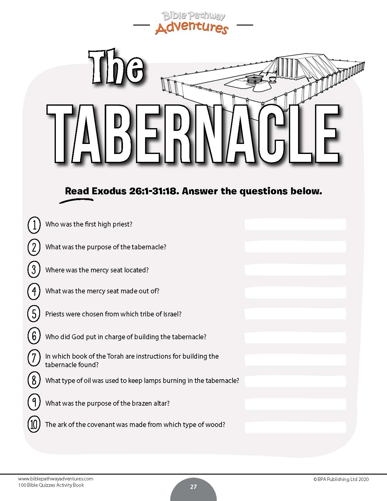 The Tabernacle Bible quiz
