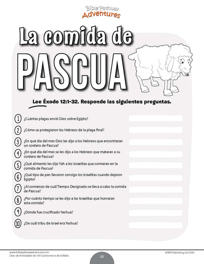 Libro de actividades de 100 cuestionarios de la Biblia