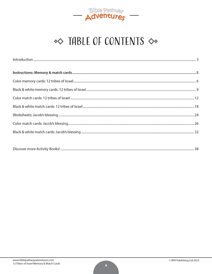 12 Tribes of Israel Memory & Match Cards (PDF)