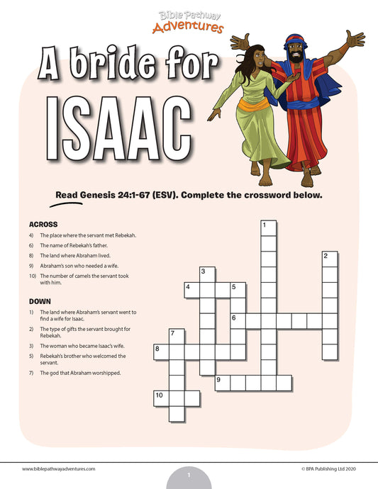 A bride for Isaac crossword puzzle, A wife for Isaac crossword puzzle