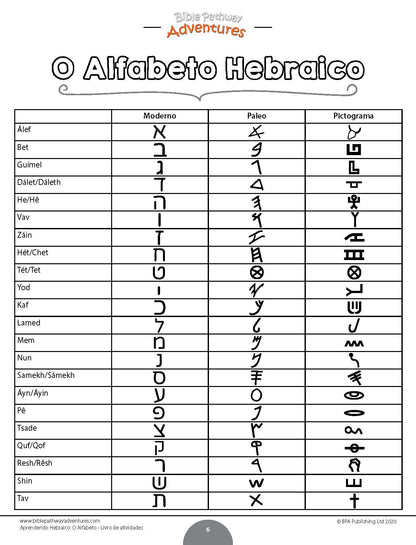 Aprendendo Hebraico: O Alfabeto - Livro de atividades