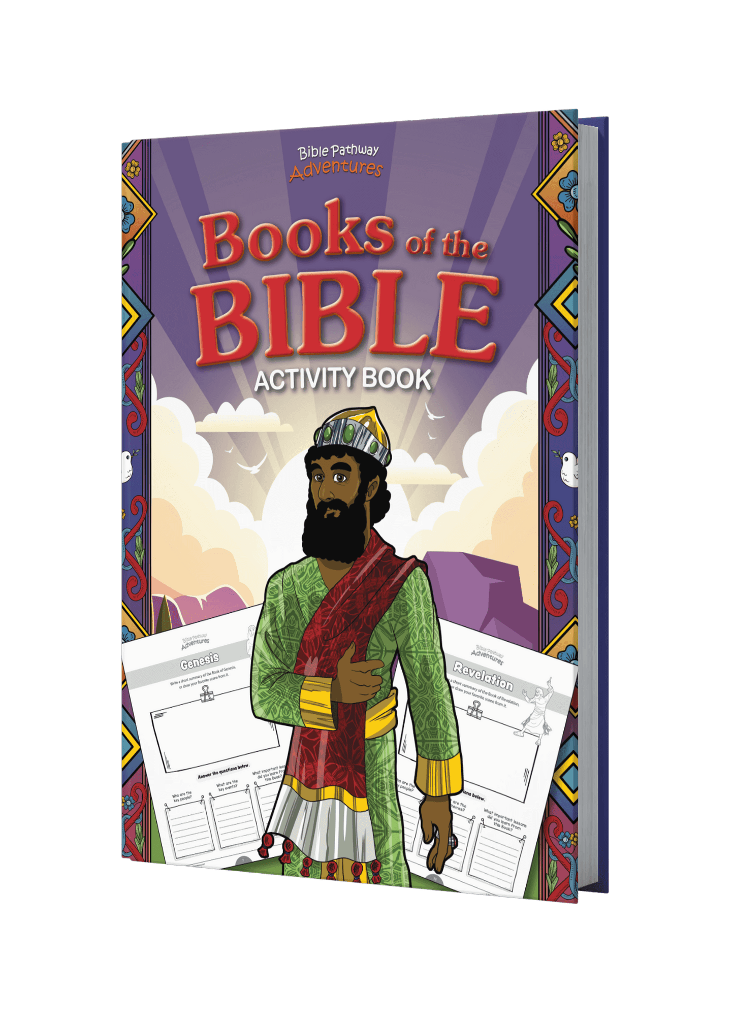 Activity book titled 'Books of the Bible' with a colorful cover featuring a character and text.