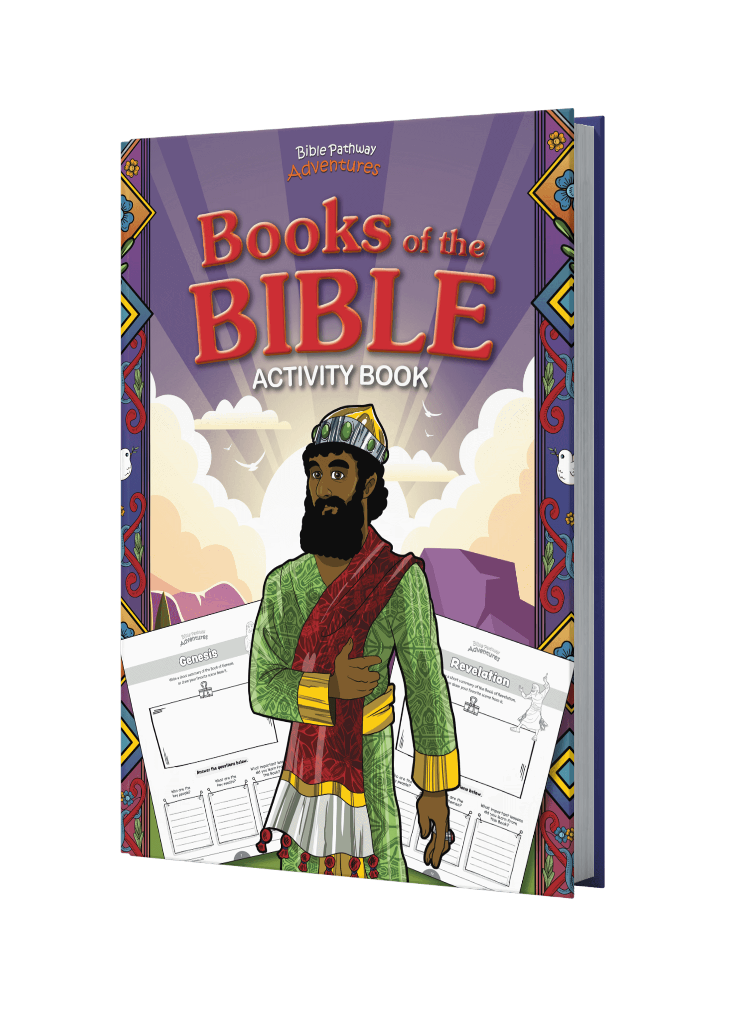 Activity book titled 'Books of the Bible' with a colorful cover featuring a character and text.