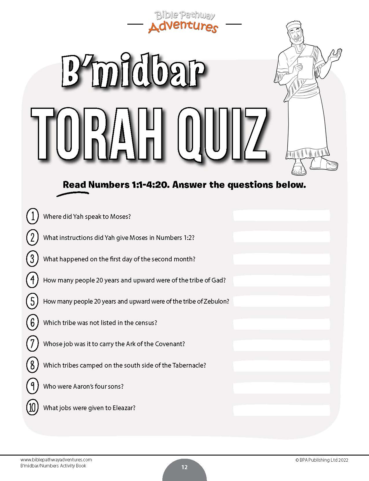 B'midbar / Numbers Torah Portion Activity Book