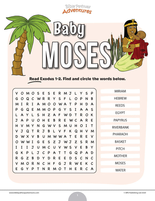 Baby Moses word search (PDF)
