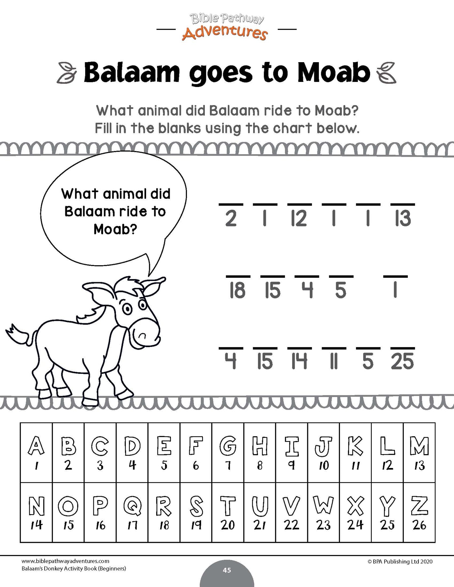 Balaam’s Donkey Activity Book for Beginners (paperback)