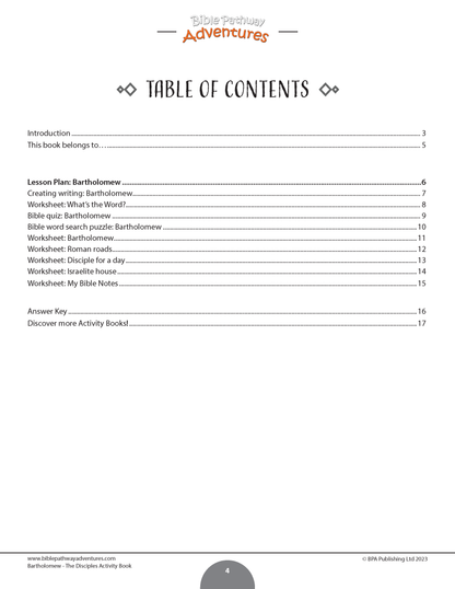 Bartholomew: The Disciple Activity Book
