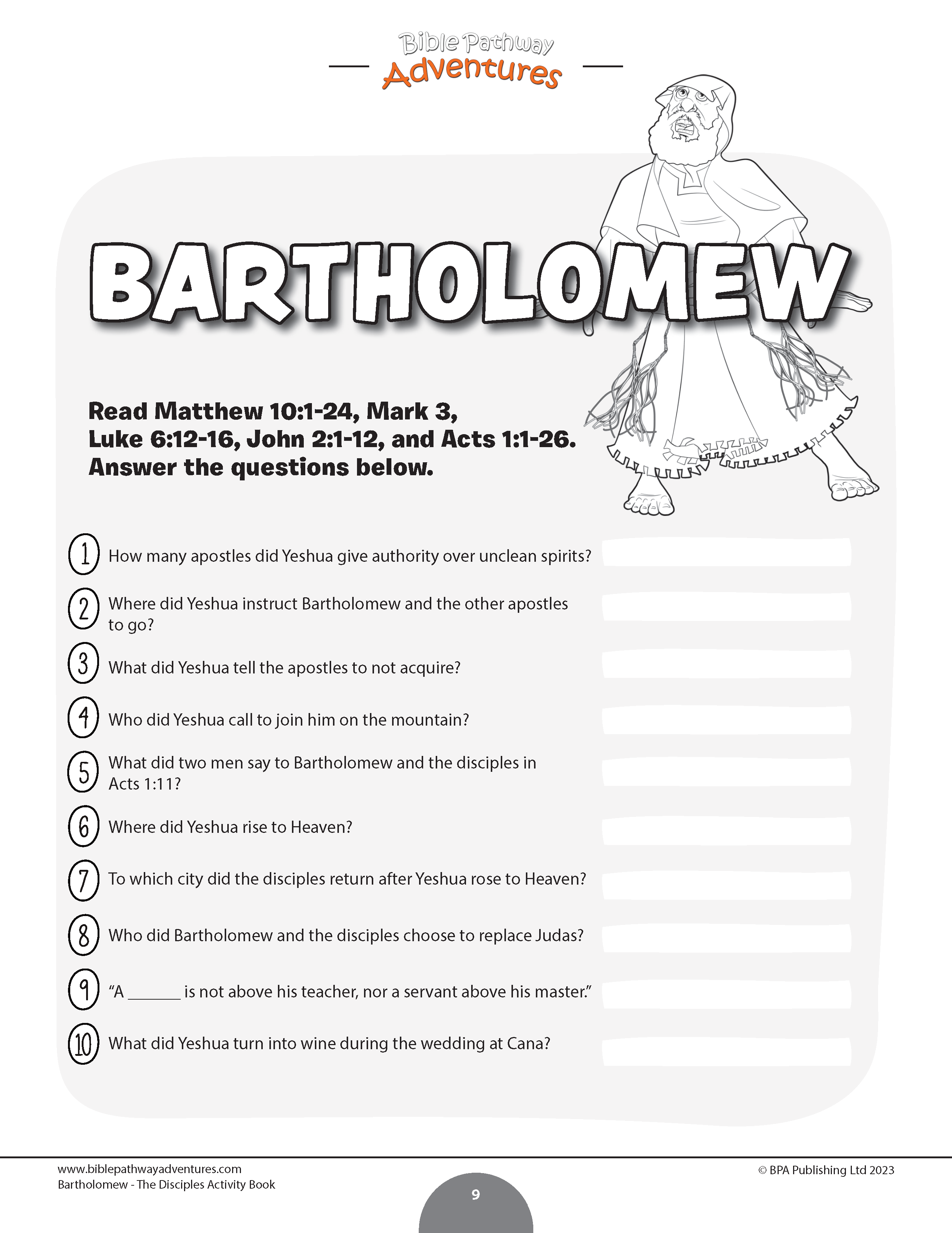 Bartholomew The Disciple Activity Book Bible Pathway Adventures