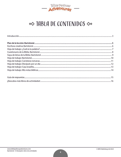 Bartolomé - El discípulo: Libro de actividades (PDF)