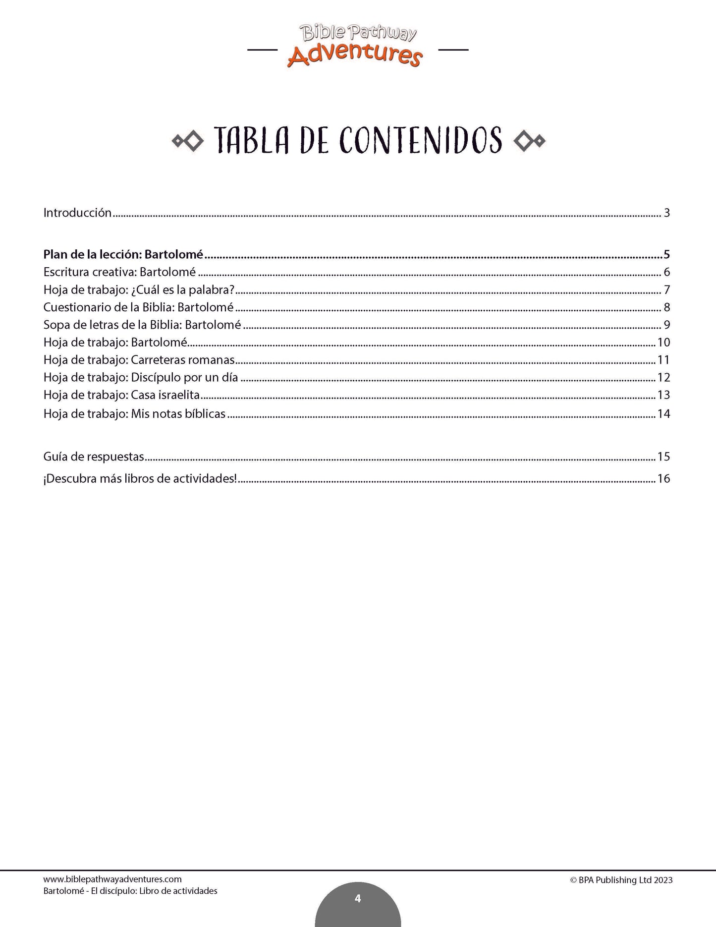 Bartolomé - El discípulo: Libro de actividades (PDF)
