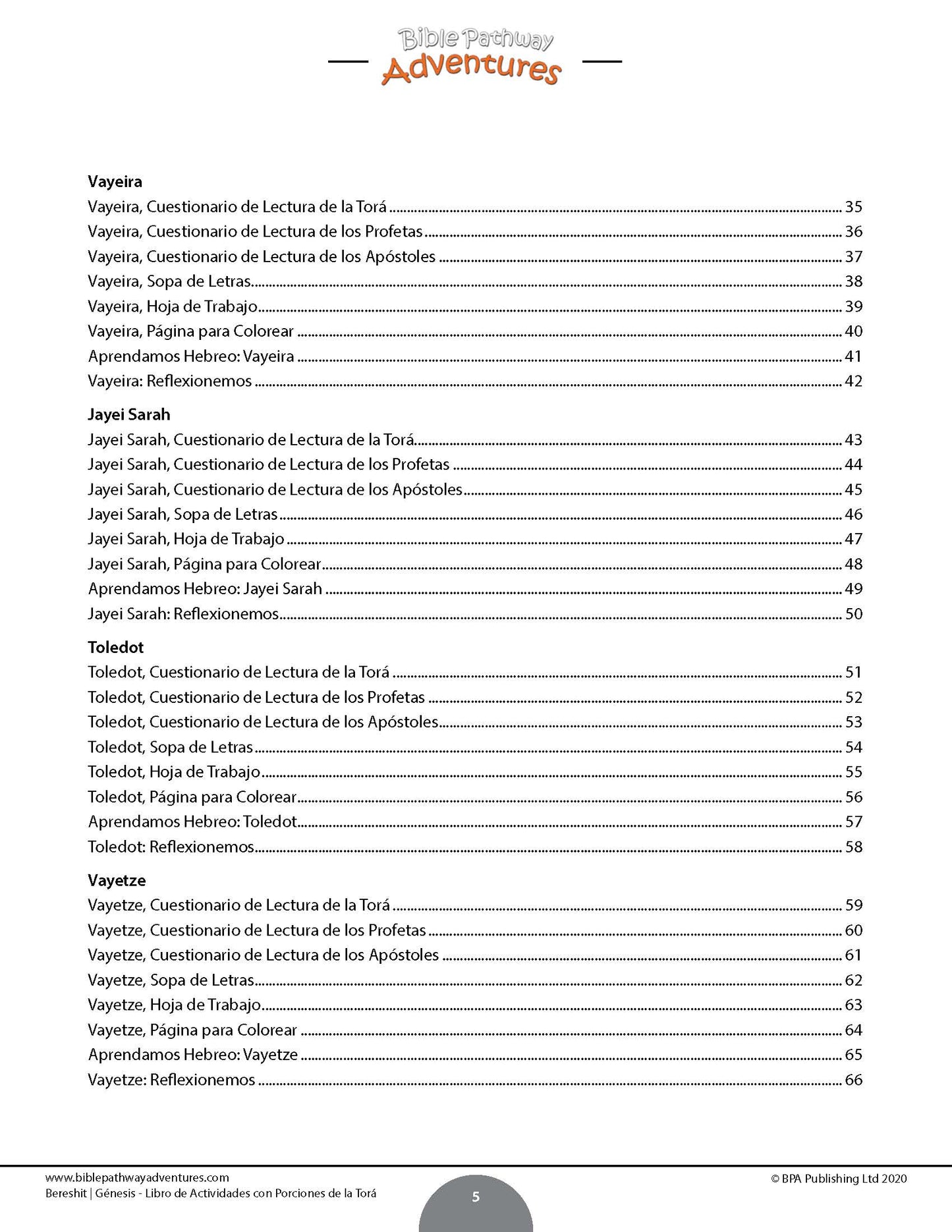 Bereshit / Génesis: Libro de actividades con porciones de la Torá (PDF)