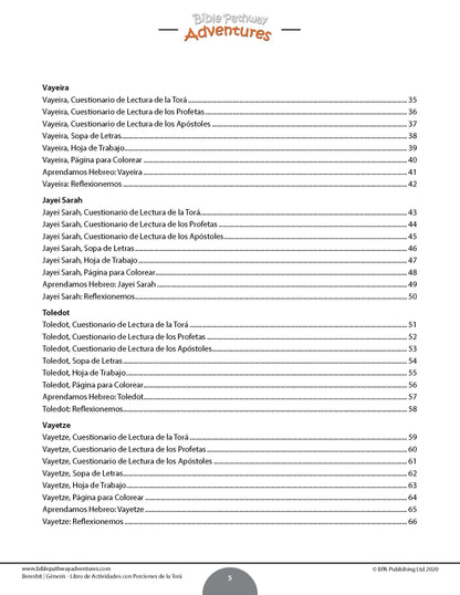Bereshit / Génesis: Libro de actividades con porciones de la Torá (PDF)