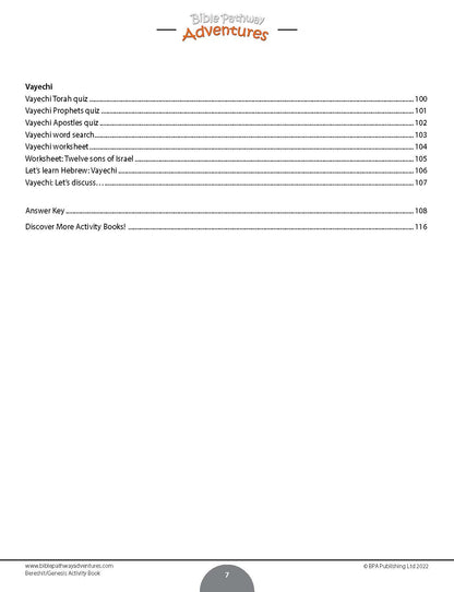 Bereshit / Genesis Torah Portion Activity Book (PDF)