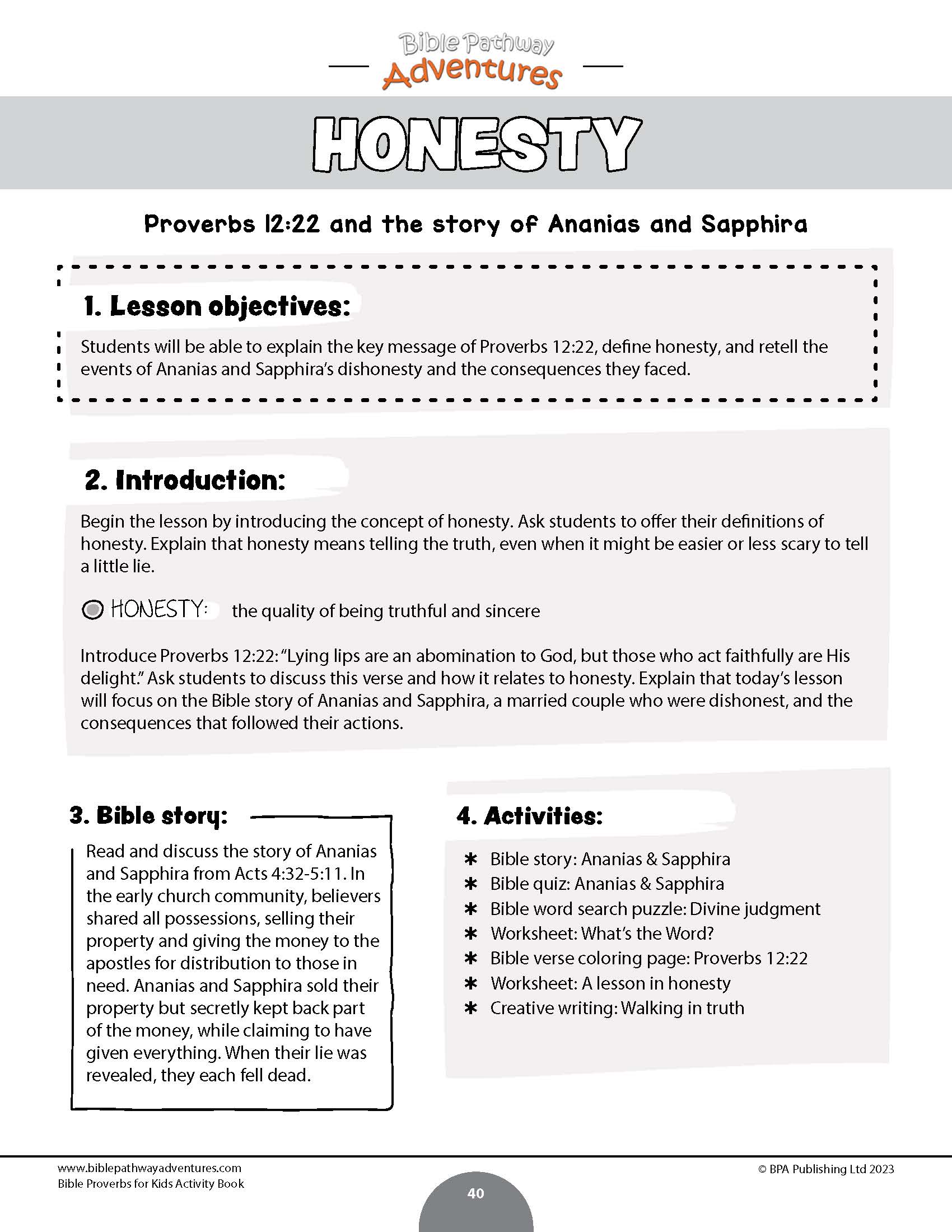 Bible Proverbs for Kids Activity Book (PDF) – Bible Pathway Adventures