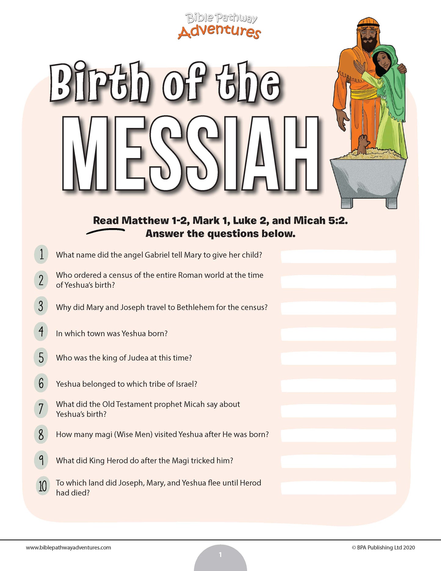 Birth of the Messiah quiz (PDF)