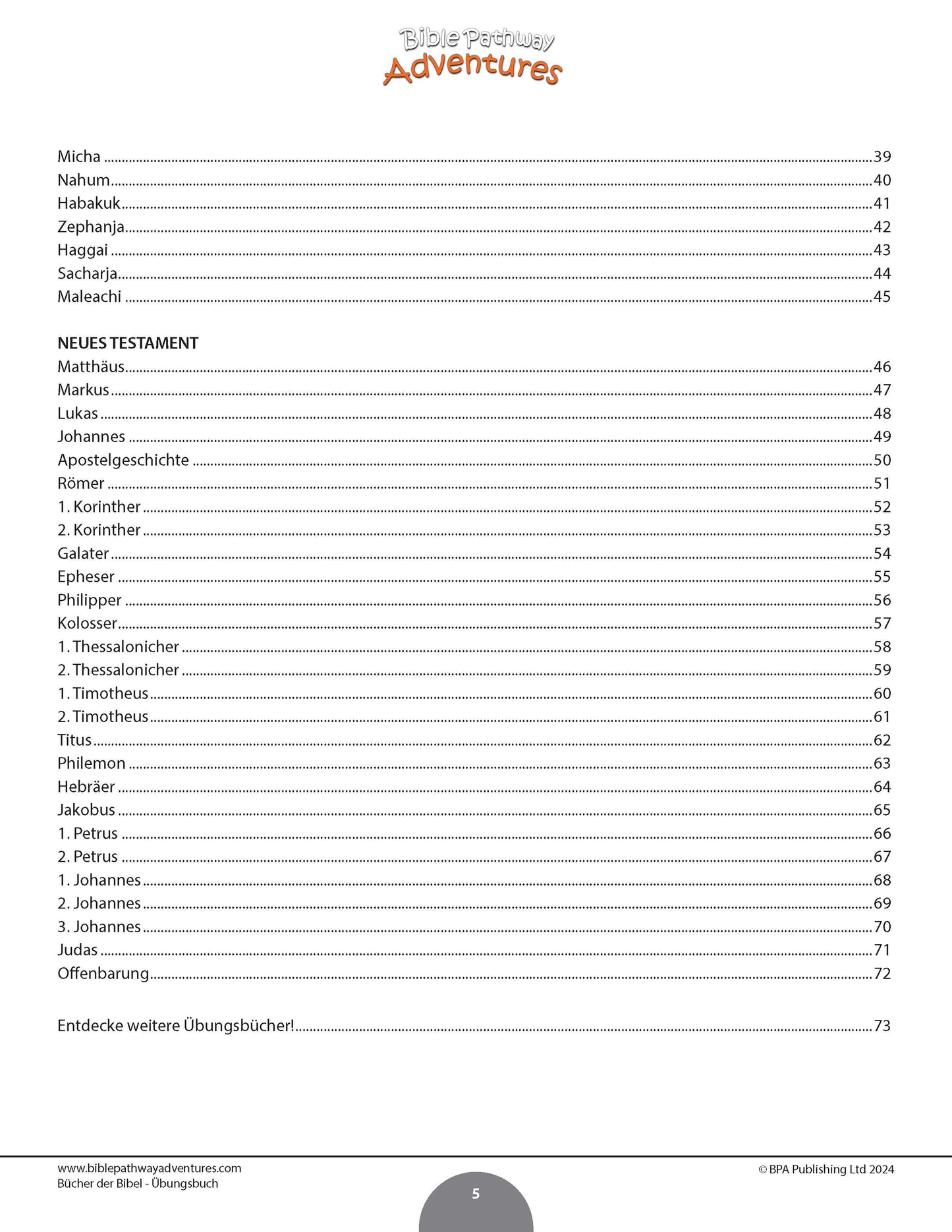 Bücher der Bibel – Übungsbuch