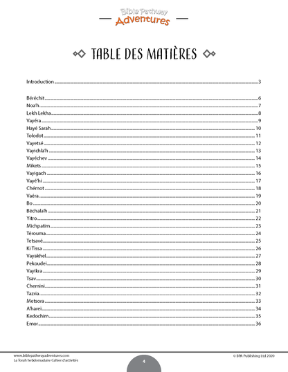 La Torah hebdomadaire Cahier d’activités (PDF)