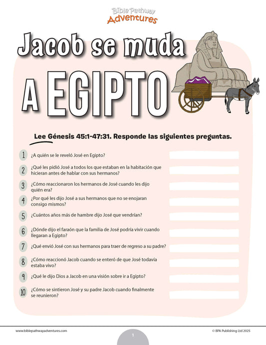 Cuestionario bíblico de Jacob se muda a Egipto