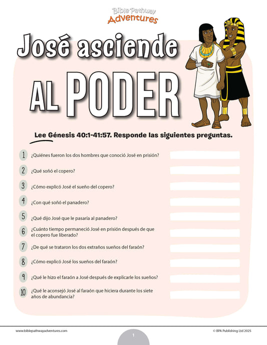 Cuestionario bíblico de José asciende al poder