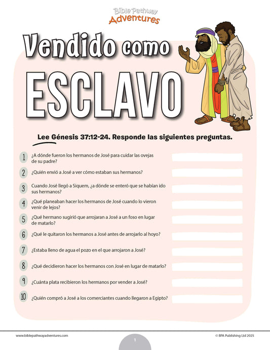 Cuestionario bíblico de José vendido como esclavo