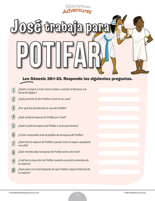 Cuestionario bíblico de José y Potifar