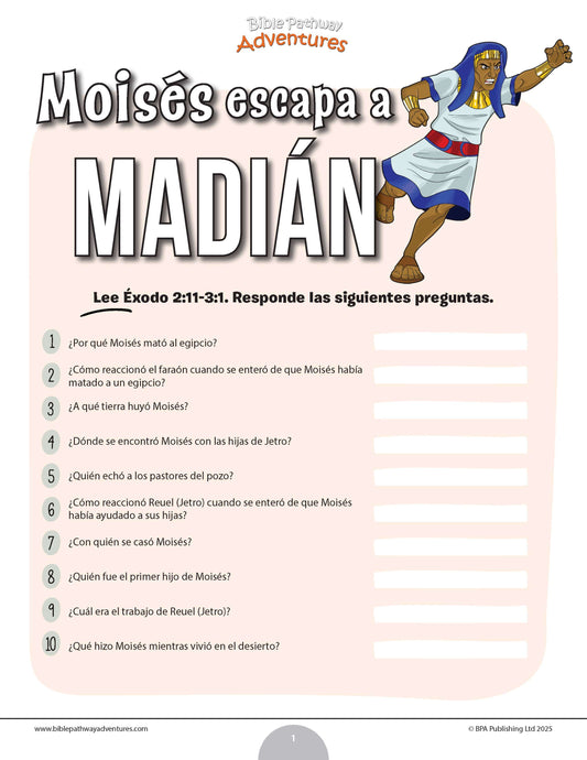 Cuestionario bíblico de Moisés escapa a Madián