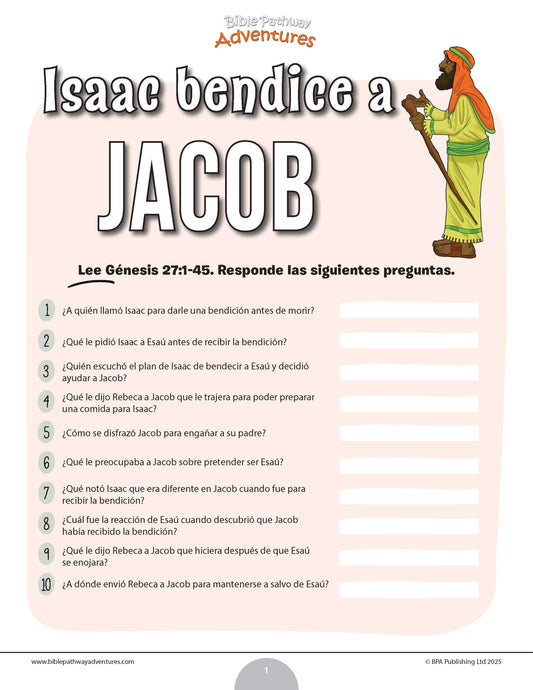 Cuestionario bíblico de cuando Isaac bendice a Jacob
