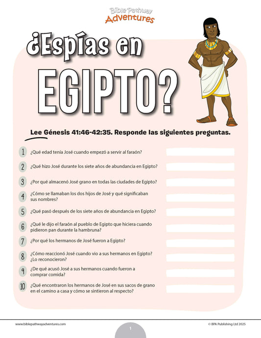Cuestionario bíblico de espías en Egipto