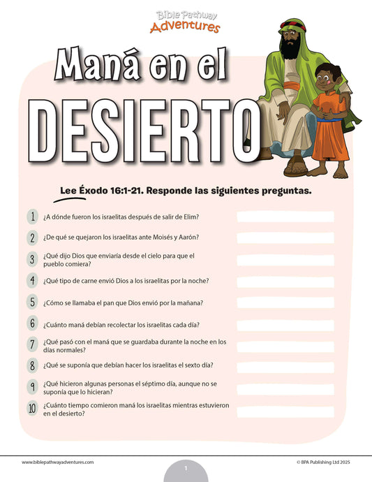Cuestionario bíblico del maná en el desierto