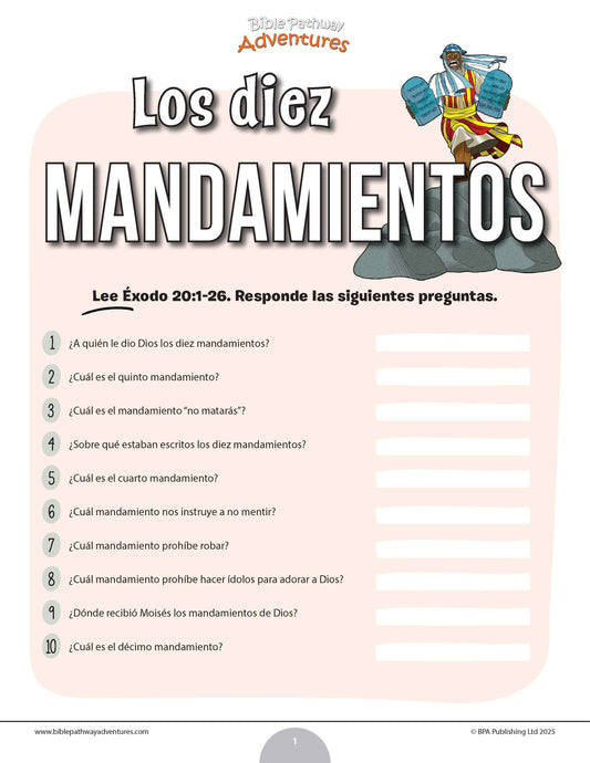 Cuestionario bíblico de los Diez Mandamientos