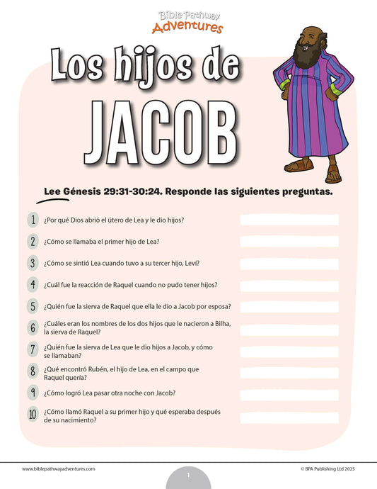 Cuestionario bíblico de los hijos de Jacob