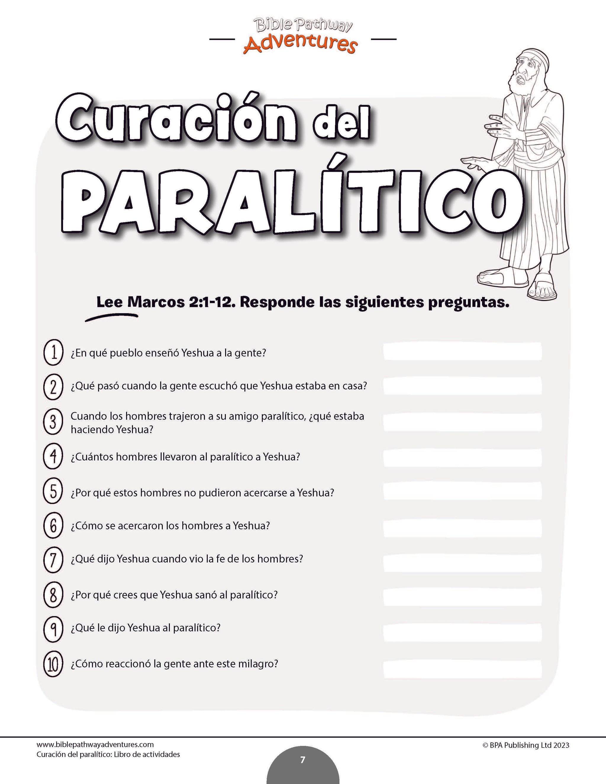 Curación del paralítico: Libro de actividades (PDF) – Bible Pathway ...