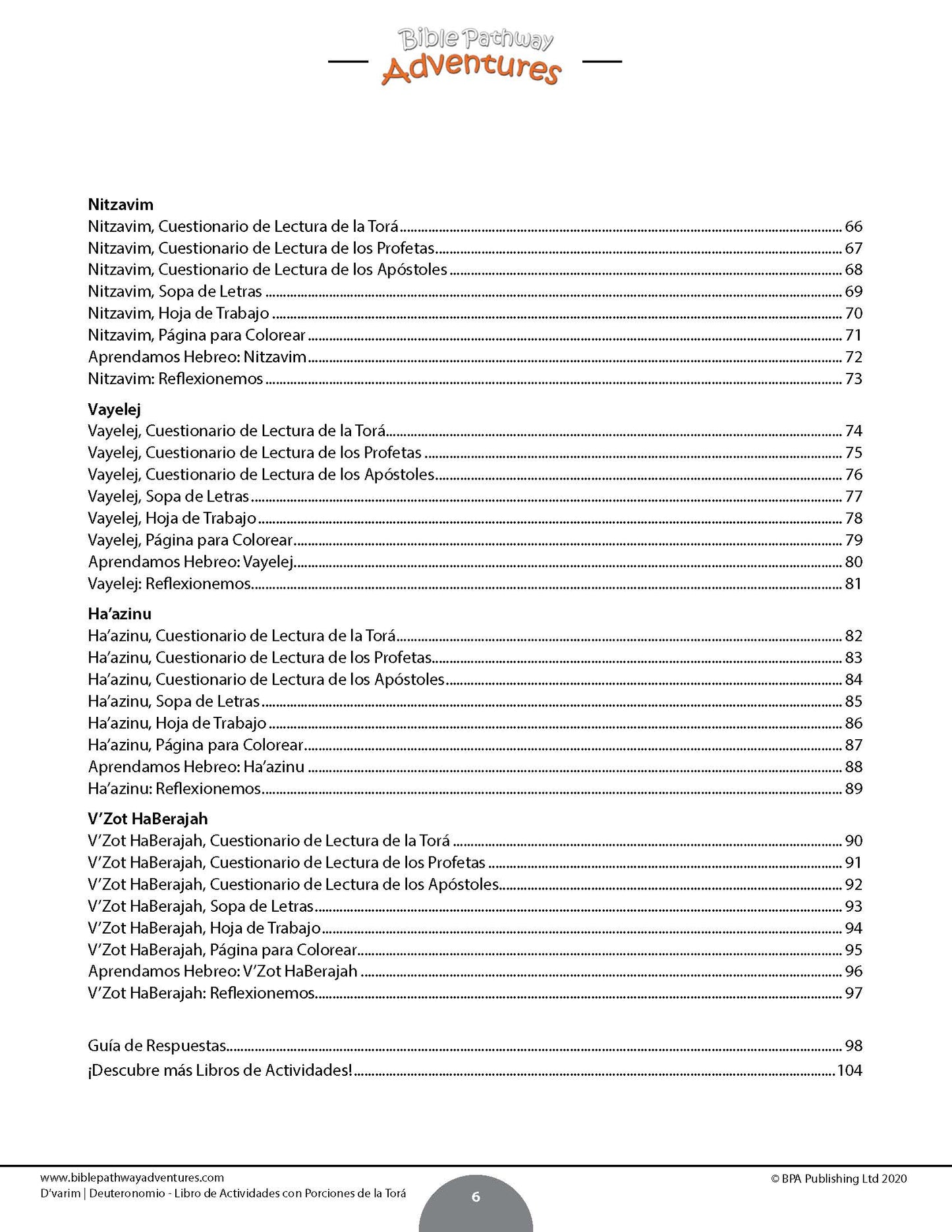 D’varim / Deuteronomio: Libro de actividades con porciones de la Torá (PDF)