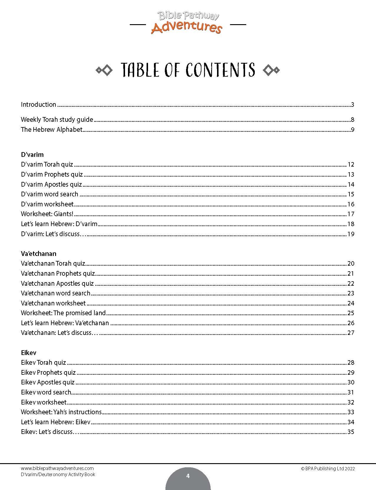 Weekly Torah Portions – Bible Pathway Adventures