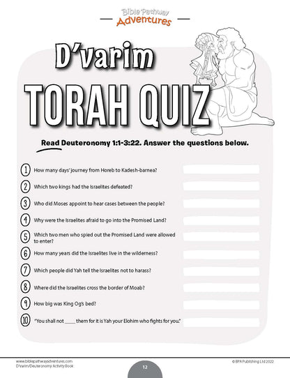 D'varim / Deuteronomy Torah Portion Activity Book (paperback)