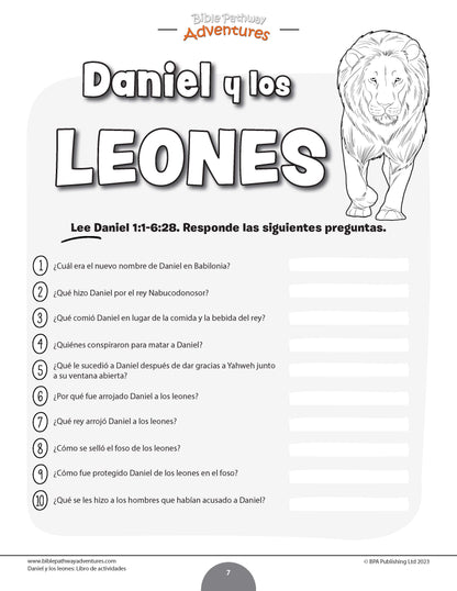 Daniel y los leones: Libro de actividades (PDF)